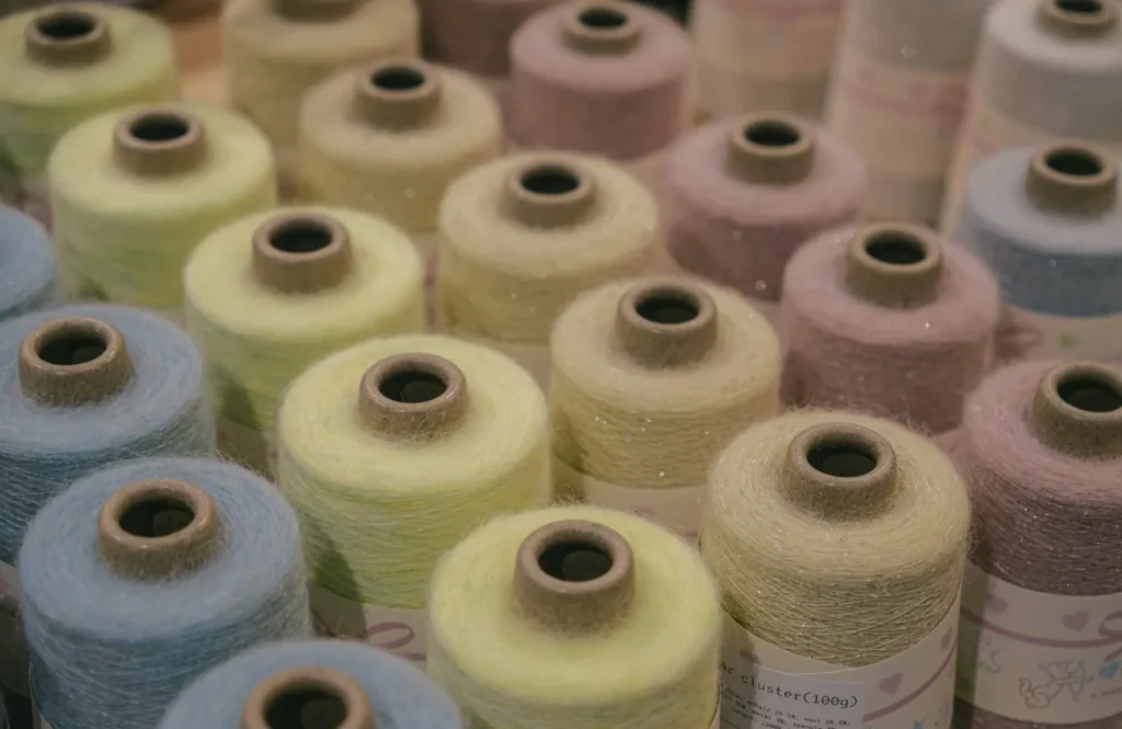 Dyed cotton yarn cones